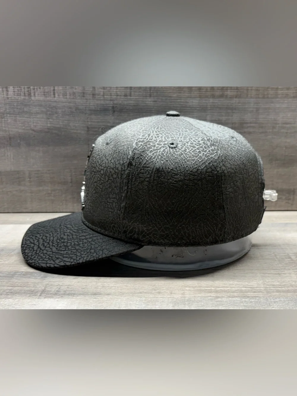 Jordan Youth Elephant Print Snapback Hat Black Jumpman Metal Logo Cap